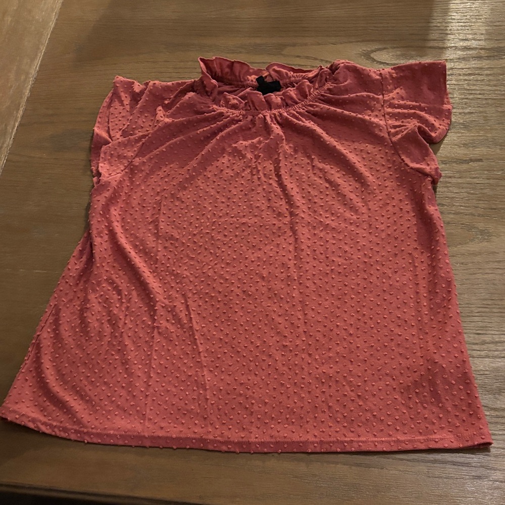 W5 Textured Ruffle Neck Red Blouse